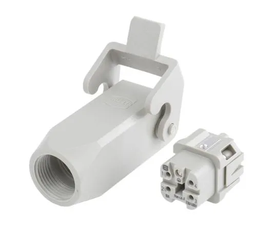 63-7567-50 Han A Series 4 + PE Way Female 10A Panel Kit, includes Female Insert, Hood 09200030720+09200042711