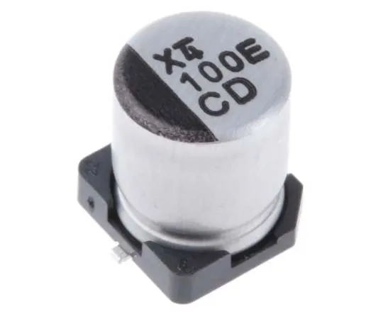 63-7746-61　Nichicon 100μF 25V dc Aluminium Electrolytic Capacitor, Surface Mount 6.3 (Dia.) x 7.7mm +105°C 6.3mm　UCD1E101MCL1GS