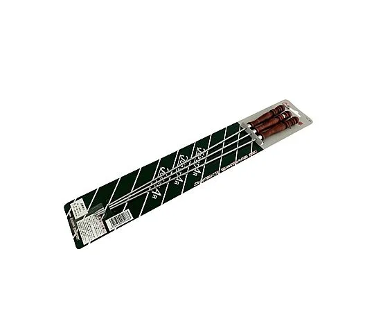 67-2473-04 Wood Handle Square Barbecue Skewer (3-Piece Set) (Chrome Plating) 460 mm 460mmTS-88