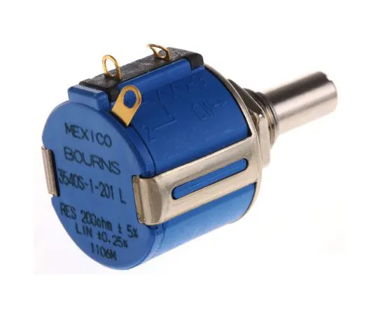 63-7609-16 Bourns 1 Gang 10 Turn Rotary Wirewound Potentiometer with a 6.35 mm Dia. Shaft, 200Ω, ±5%, 2W, Linear 3540S-1-201L 3540S-1-201L