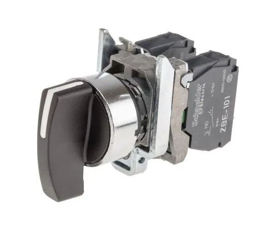 63-7632-66 Schneider Electric 3 Position 45° Rotary Switch, 600 V ac/dc, 6 A ac, 550 mA dc, Handle, Spring Return Actuator XB4BJ53