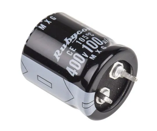 63-7651-94 Rubycon 100μF 400V dc Aluminium Electrolytic Capacitor, Through Hole 22 (Dia.) x 25mm +105°C 22mm 10mm 400MXG100MSN22X25