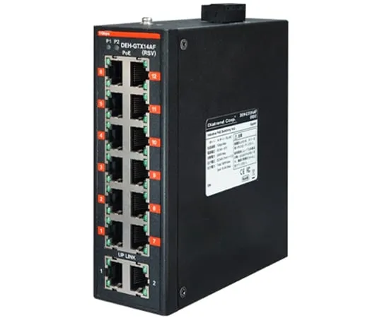 67-7171-93　[Railway Vibration Test Standard Compliant Product]  <  PoE Enabled  >  Industrial Ethernet Switching Hub Gigabit Type DEH-GTX14AFRSV　DEH-GTX14AFRSV