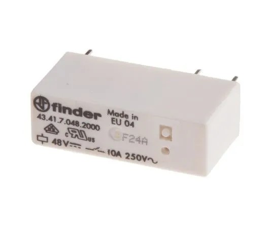 63-7584-43 Finder43 Series SPDT Non-Latching Relay PCB Mount, 48V dc Coil, 10A 43.41.7.048.2000