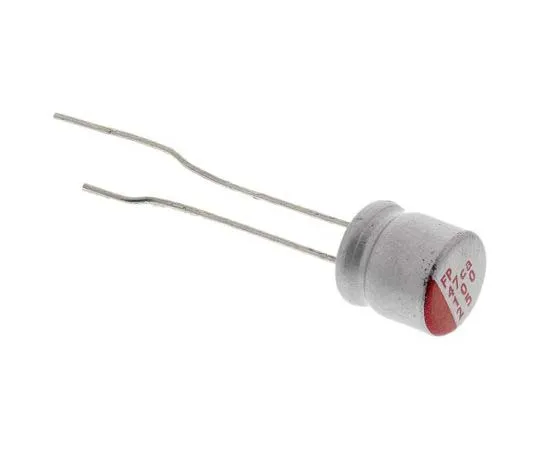 63-7746-32　Nichicon 10μF 25V dc Aluminium Polymer Capacitor, Through Hole 6.3 (Dia.) x 7mm +105°C 6.3mm 2.5mm　RNS1E100MDS1JT