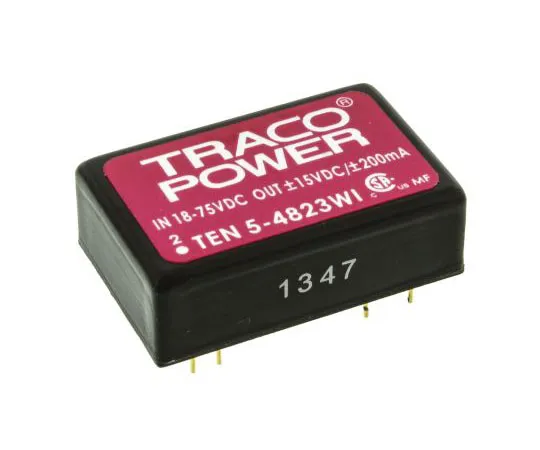 63-7620-80 TRACOPOWER TEN 5WI 6W Isolated DC-DC Converter Through Hole, Voltage in 18 → 75 V dc, Voltage out ±15V dc TEN 5-4823WI