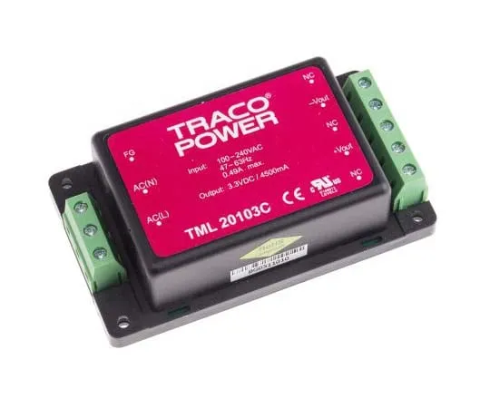 63-7725-71 TRACOPOWER 14.9W 1 Output Embedded Switch Mode Power Supply SMPS, 4.5A, 3.3V dc Encapsulated TML 20103C