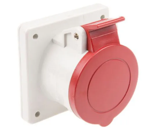 63-7561-63 RS PRO IP44 Red Panel Mount 3P+E Industrial Power Socket, Rated At 16A, 415 V 464-1649