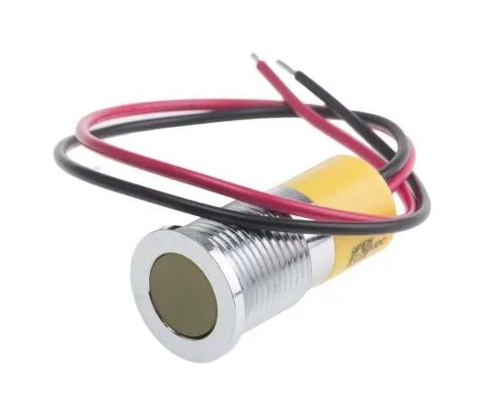 63-7718-10 RS PRO Yellow Indicator, 6 → 36 V dc, 14mm Mounting Hole Size, Lead Wires Termination, IP67 703-9074