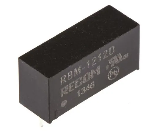 63-7587-13 Recom RBM 1W Isolated DC-DC Converter Through Hole, Voltage in 10.8 → 13.2 V dc, Voltage out ±12V dc RBM-1212D