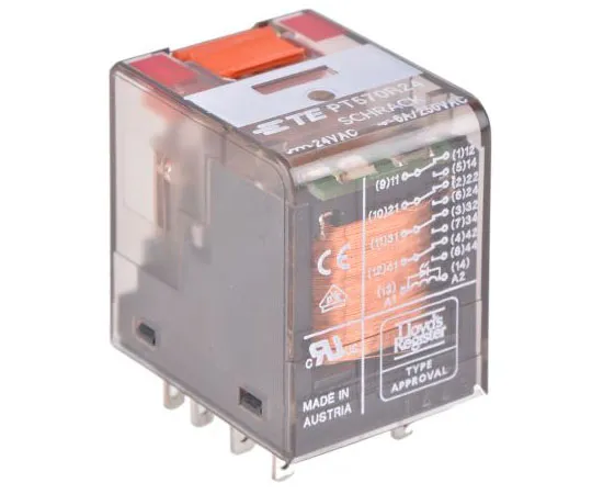 63-7616-51 TE ConnectivityPT 4PDT Non-Latching Relay PCB Mount, 24V ac Coil, 6A PT570R24 7-1415001-1