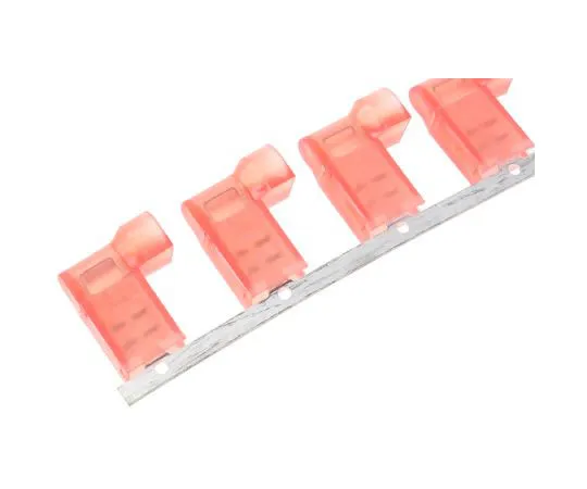 63-7686-87 TE Connectivity Ultra-Fast .187 Series Insulated Crimp Flag Terminal, 0.3mm² to 0.9mm², 22AWG to 18AWG, Red, Tin Plated 2-520334-2