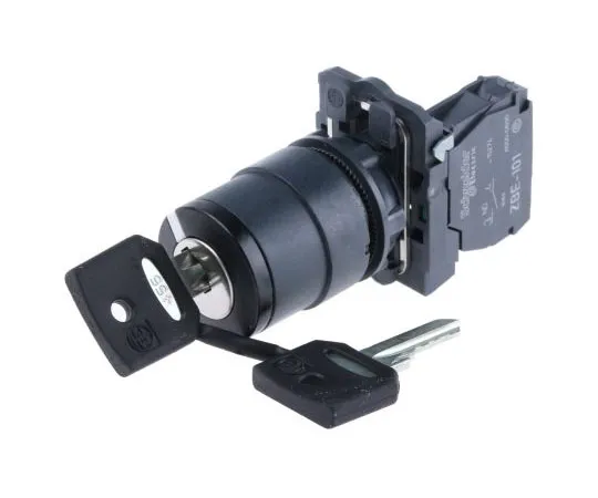 63-7632-90 Schneider Electric 2 Position 90° Rotary Switch, Key, Spring Return Actuator XB5AG61