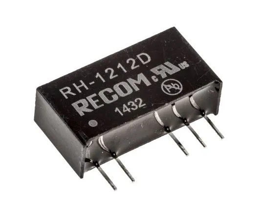 63-7672-46 Recom RH 1W Isolated DC-DC Converter Through Hole, Voltage in 10.8 → 13.2 V dc, Voltage out ±12V dc RH-1212D