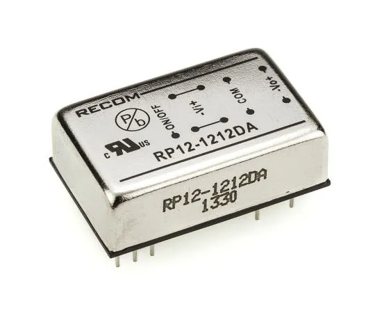 63-7568-66 Recom RP12 A 12W Isolated DC-DC Converter Through Hole, Voltage in 9 → 18 V dc, Voltage out ±12V dc RP12-1212DA