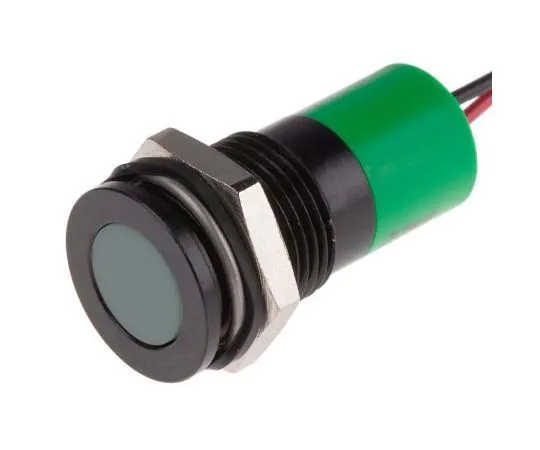 63-7717-99 RS PRO Green Indicator, 220 V ac, 14mm Mounting Hole Size, Lead Wires Termination, IP67 703-9018