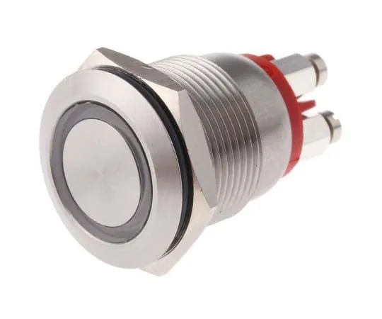63-7730-36 Bulgin Single Pole Single Throw (SPST) Momentary Push Button Switch, IP66, 19.2 (Dia.)mm, Panel Mount, 24V dc MPI002/TERM/RD