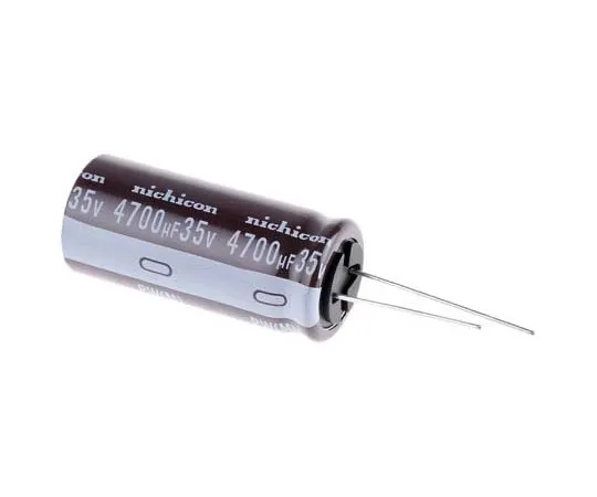 63-7746-98 Nichicon 4700μF 35V dc Aluminium Electrolytic Capacitor, Through Hole 18 (Dia.) x 40mm +105°C 18mm 7.5mm UPW1V472MHD