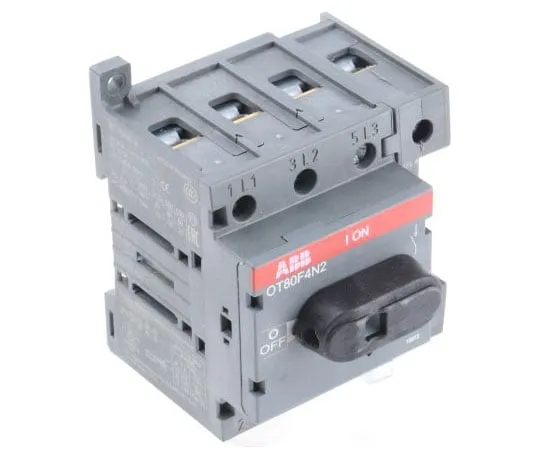 63-7692-07 4 Pole DIN Rail Non F***d Isolator Switch, 80 A, 37 kW, IP20 OT80F4N2  1SCA105413R1001