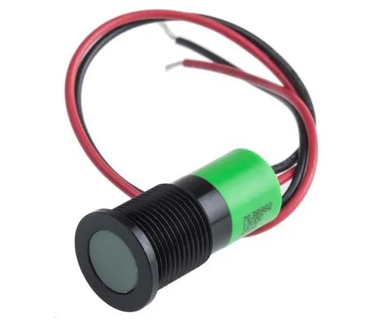 63-7717-91 RS PRO Green Indicator, 12 V dc, 14mm Mounting Hole Size, Lead Wires Termination, IP67 703-8982