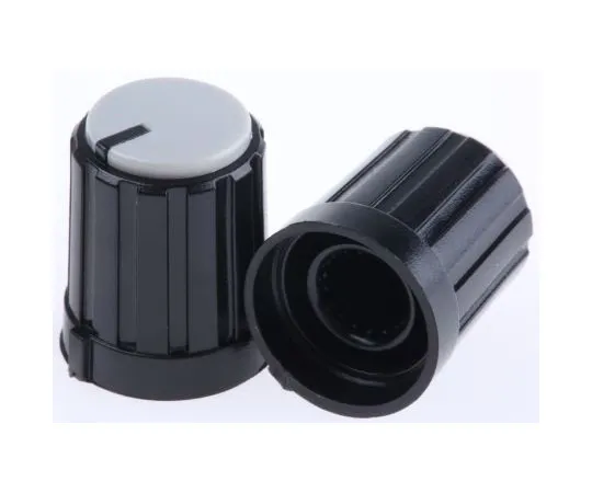63-7564-11 RS Potentiometer Knob, Push-On Type, 13.3mm Knob Diameter, Black, Splined Shaft Type, 6mm Shaft 467-5951