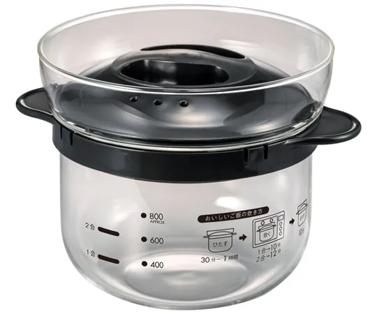 64-9710-88 Glass Microwavable Rice Pot 1~2 Cup 12 Pieces Set XRCN-2-B