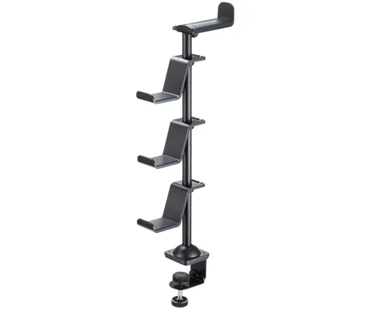 68-6764-71 Game Controller Stand with Clamp (with Headphone Holder, Black) JY-STN2BK