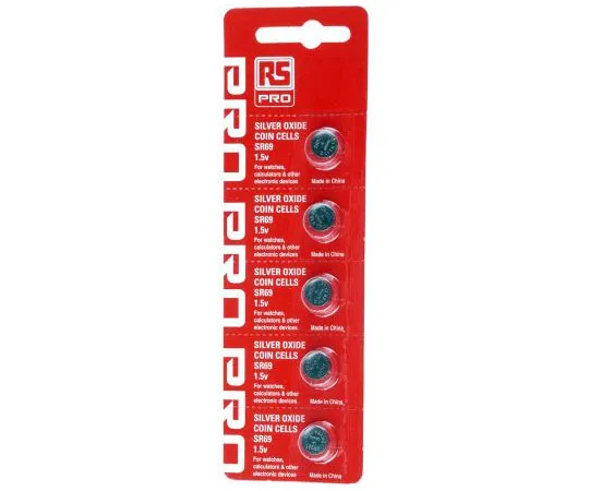 63-7587-04 RS Button Battery, SR69, 1.55V, 9.5mm Diameter 494-2374