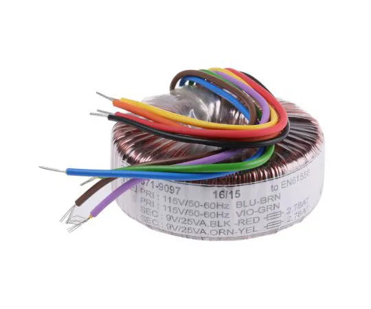 63-7671-03　2 Output Toroidal Transformer, 50VA, 2 x 9V ac　173-0099