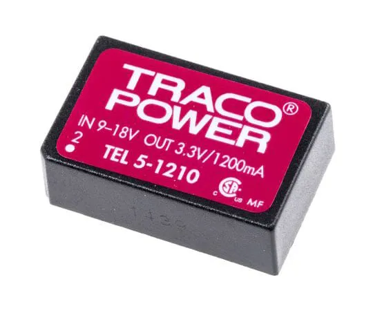 63-7562-53 TRACOPOWER TEL 5 5W Isolated DC-DC Converter Through Hole, Voltage in 9 → 18 V dc, Voltage out 3.3V dc TEL 5-1210