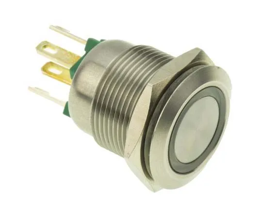 63-7730-28 Bulgin Single Pole Single Throw (SPST) Momentary Push Button Switch, IP66, 19.2 (Dia.)mm, Panel Mount, 24V dc MPI002/28/GN