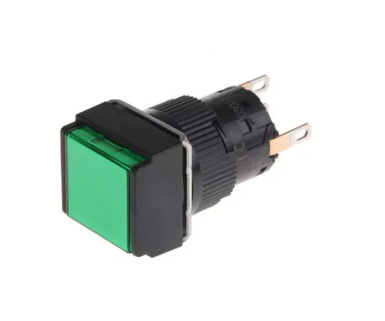 63-7633-71 Schneider Electric, Harmony XB6 Illuminated Green Square Push Button, SPDT-NO/NC, 16mm Spring Return Quick Connect, XB6ECW3B1P
