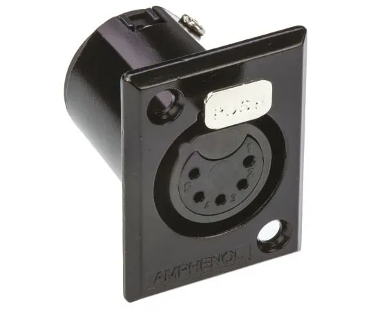 63-7657-33 Amphenol 5 Way Panel Mount XLR Connector, Female, Tin Plated Contacts AC5FPZB