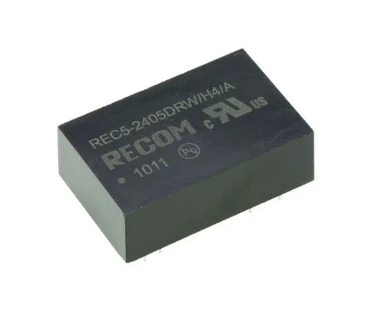 63-7568-63 Recom REC5 5W Isolated DC-DC Converter Through Hole, Voltage in 18 → 36 V dc, Voltage out ±5V dc REC5-2405DRWH4/A
