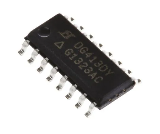 63-7649-06 DG413DY-E3 Vishay, Analogue Switch Quad SPST, 15 V, 18 V, 24 V, 28 V, 16-Pin SOIC DG413DY-E3