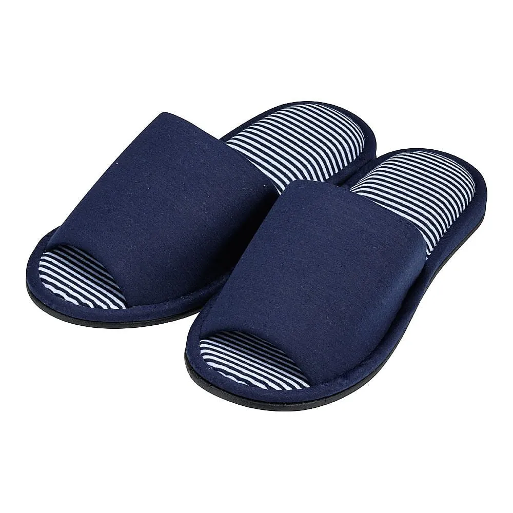 63-5720-35 Striped Knit LL Size Slippers Navy SSL2701