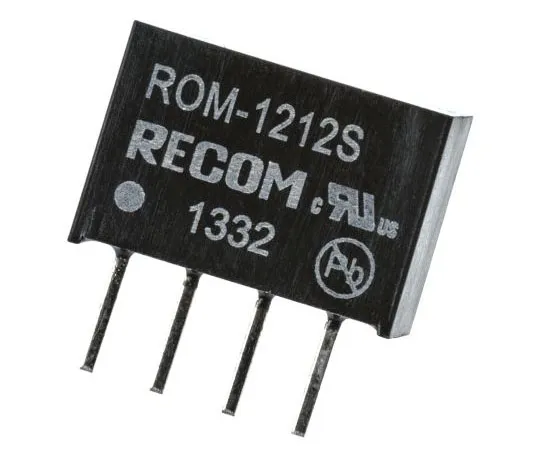 63-7587-18 Recom ROM 1W Isolated DC-DC Converter Through Hole, Voltage in 10.8 → 13.2 V dc, Voltage out 12V dc ROM-1212S