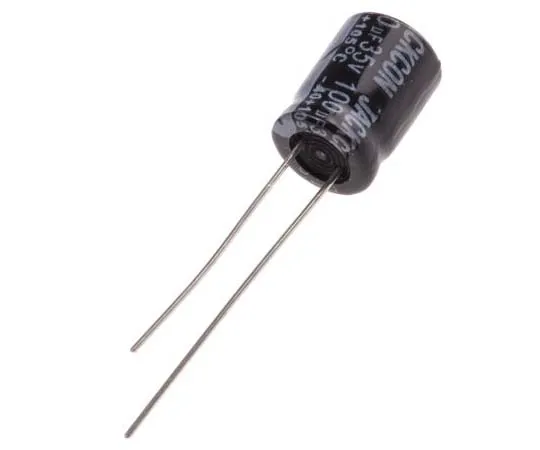 63-7737-04 RS PRO 100μF 35V dc Aluminium Electrolytic Capacitor, Through Hole 8 (Dia.) x 11mm +105°C 8mm 3.5mm 11mm 711-1251