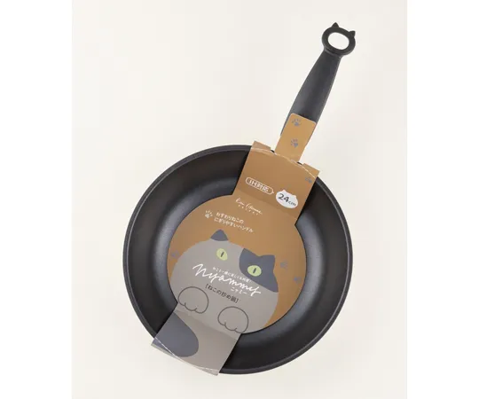 69-6397-18　Nyammy Cat Stir-fry Hotpot 24 cm IH-Compatible (Warm Gray)　DW5661