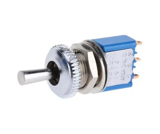 63-7702-39 Apem Single Pole Double Throw (SPDT) Toggle Switch, (On)-Off-(On), Panel Mount 106372103