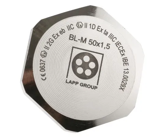 63-7655-16 Lapp ATEX M50 Plug, Nickel Plated Brass, Threaded, IP68 52103163