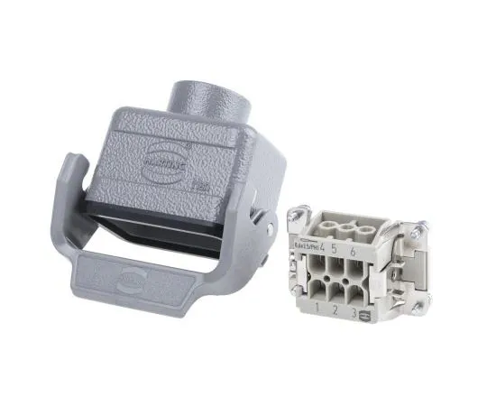 63-7567-65 Han E Series 6 Way Female 16A Hood Kit, includes Hood, Insert 052-3191-003