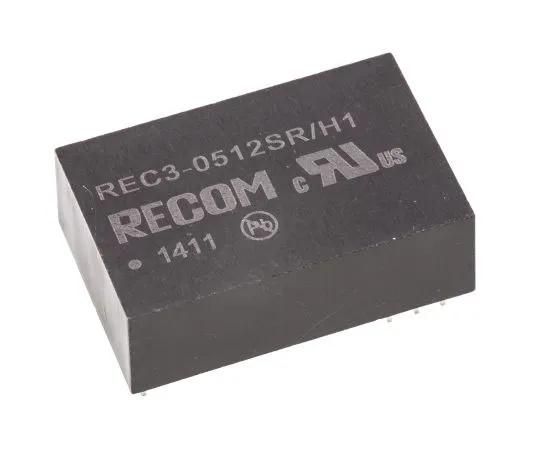 63-7671-94 Recom REC3 3W Isolated DC-DC Converter Through Hole, Voltage in 4.25 → 5.75 V dc, Voltage out 12V dc REC3-0512SR/H1