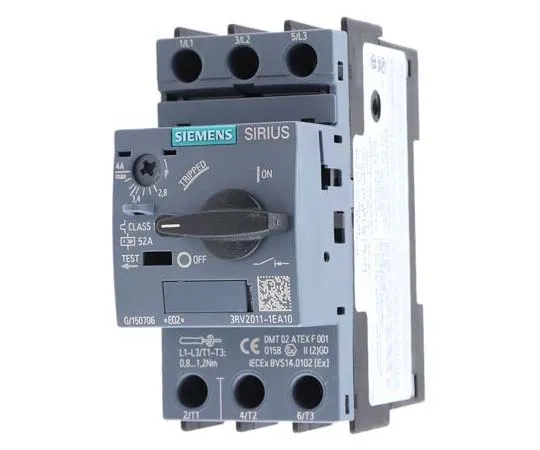 63-7721-94 Siemens Sirius Innovation 690 V Motor Protection Circuit Breaker, 3P Channels, 2.8 → 4 A, 6 kA 3RV2011-1EA10