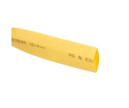 63-7710-03 RS Pro Yellow No Heat Shrink Tubing 12mm Sleeve Dia. x 4m Length 3:1 Ratio 700-4481