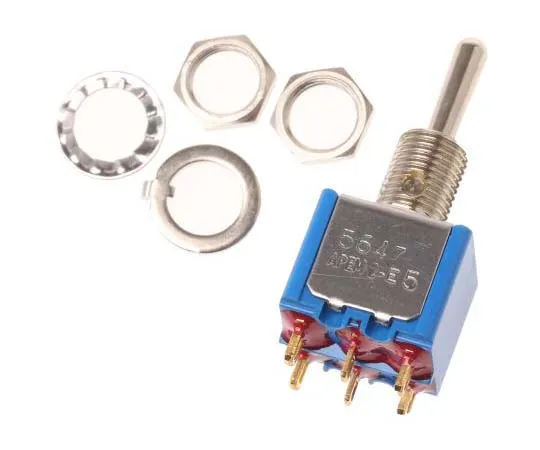 63-7699-92 APEM Double Pole Single Throw (DPST) Toggle Switch, (On)-Off-(On), Panel Mount 5647CDB