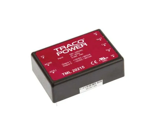 63-7725-62 TRACOPOWER 20W Dual Output Embedded Switch Mode Power Supply SMPS, 667mA, ±15V dc Encapsulated TML 20215