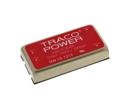 63-7558-10 TRACOPOWER TEN 15 15W Isolated DC-DC Converter Through Hole, Voltage in 9 → 18 V dc, Voltage out 15V dc TEN 15-1213