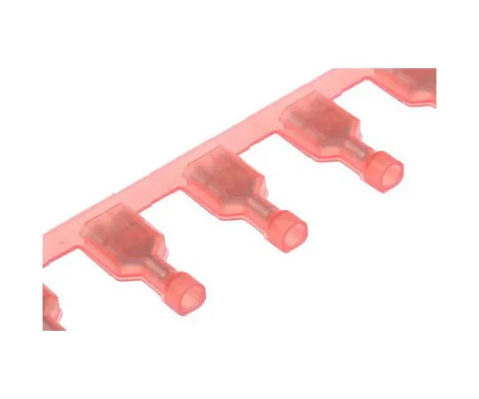 63-7677-54 TE Connectivity Ultra-Fast .250 Series Red Insulated Crimp Receptacle, 6.35 x 0.81mm, 0.3mm² to 0.8mm², 22AWG to 18AWG, 2-520183-2