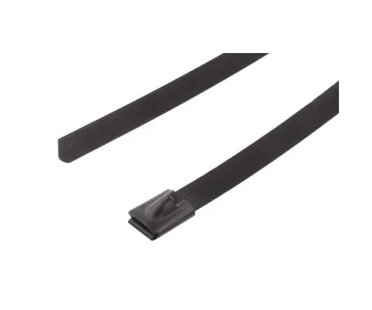 63-7628-66 RS Metallic Polyester Coated Stainless Steel Roller Ball Cable Tie, 200mm x 7.9 mm 547-4355